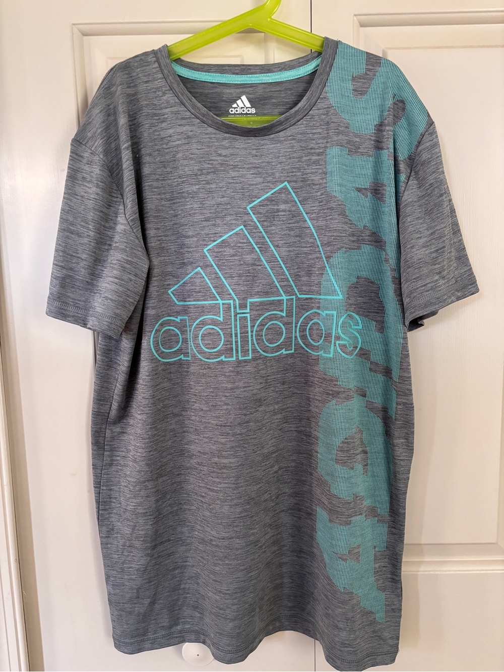 adidas Kids Gray Performance Short Sleeve Tee Size Large (14/16)